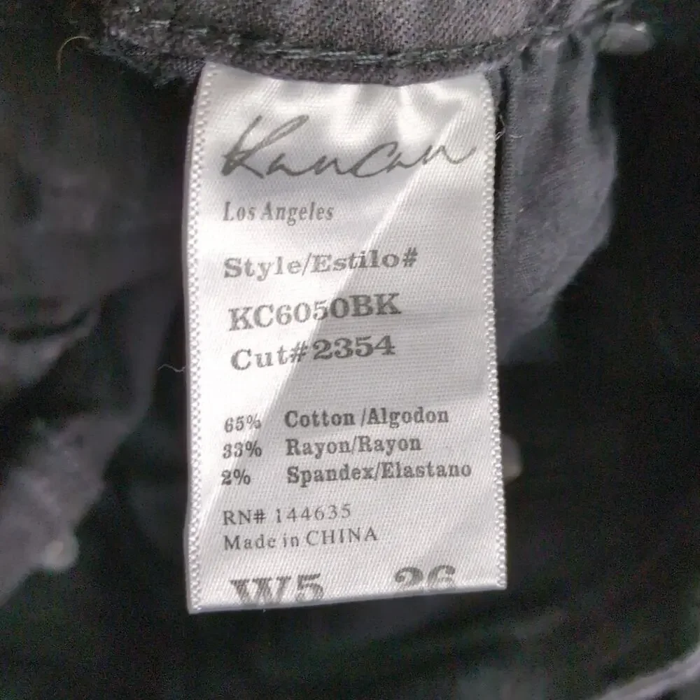 Kancan June Low Rise Ankle Skinny Black Jeans, Raw Hem, Distressed,‎ Size 5/26